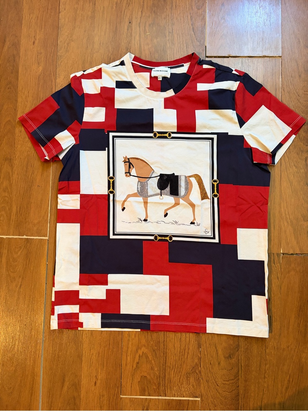 Kenningdone color block sequined horse t-shirt